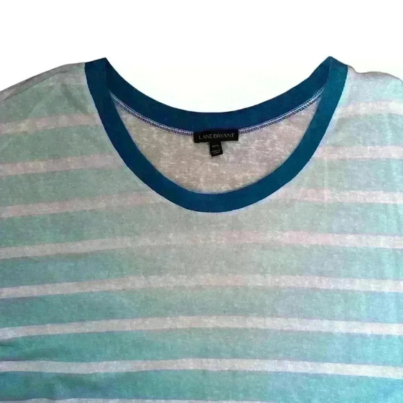 Lane Bryant Gradient Stripes Lightweight Sweater Tee Blouse Turquoise Sz 14/16 - Picture 4 of 6